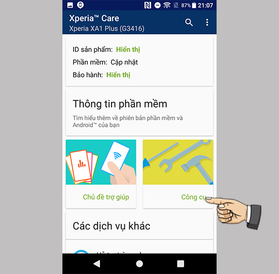 Vào công cụ
